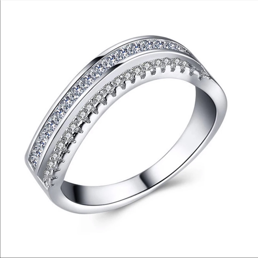 *NEW*925 Silver Wave Bridal Wedding Diamond Ring